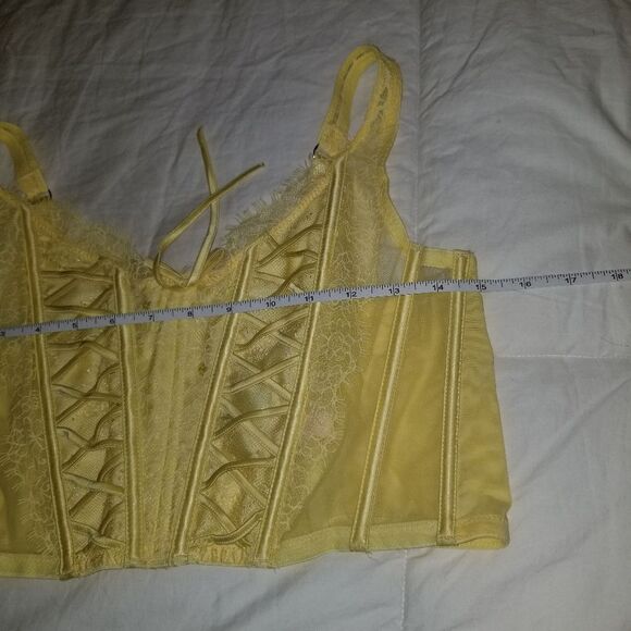 NWT Victoria’s Secret Dream Angels lemon yellow unlined lace-up corset top XL N - Picture 5 of 13